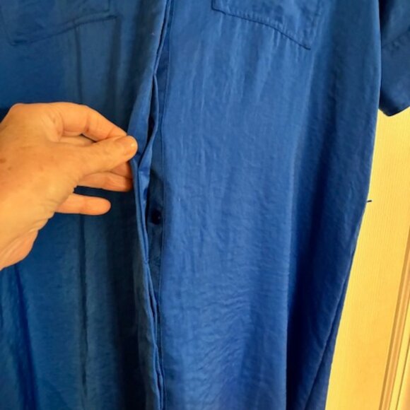 Vera Wang Simply Vera Women's Blue Short Sleeve Button Front Shirt Dress Sz L - Picture 3 of 10